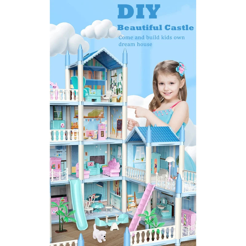 Diy Mini Doll House - 3d Assembling With Kids Walk-through Princess Castle, Led Lights, Birthday Surprise Toys