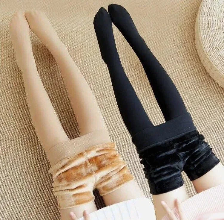 Women Winter Leggings Girls Warm High Waist Solid Color Velvet Stocking Thickened Soft Comfortable Pantyhose Fashion Accessories