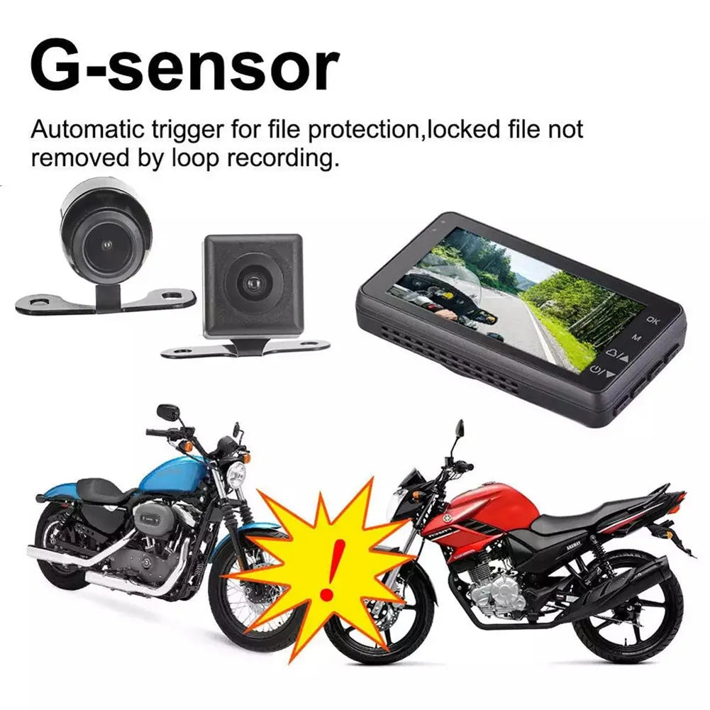 MT80 Motorcycle DVR Dual Video Front Rear With 3'' High Definition Screen Loop Recording Bike Cycle Driving Recorder Waterproof