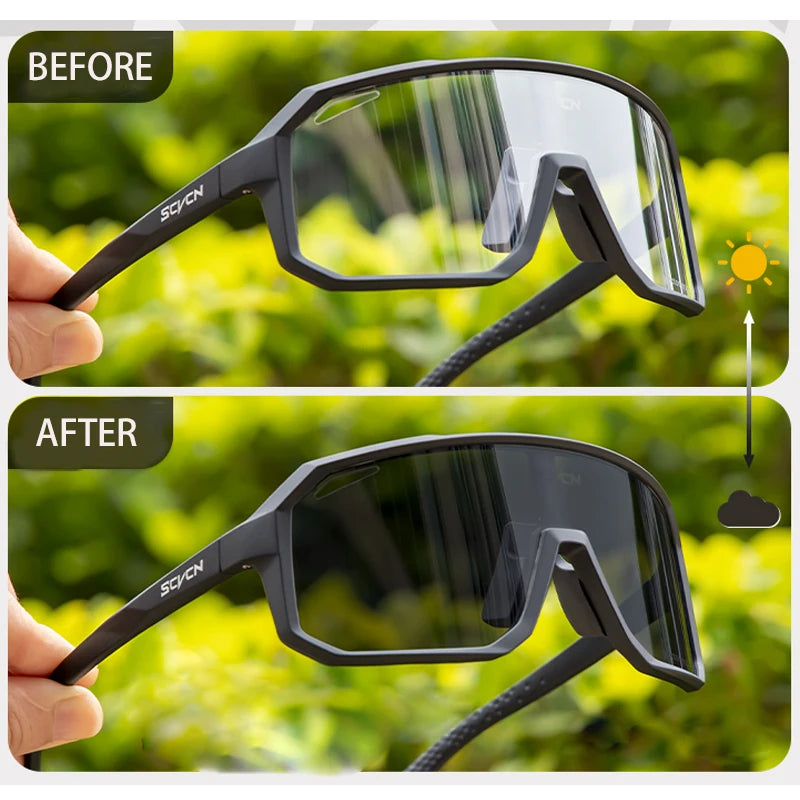 Photochromic Men's UV400 Cycling Sunglasses Women Sports Running Eyewear for Men Glasses Road Mountain Bike Bicycle Goggles