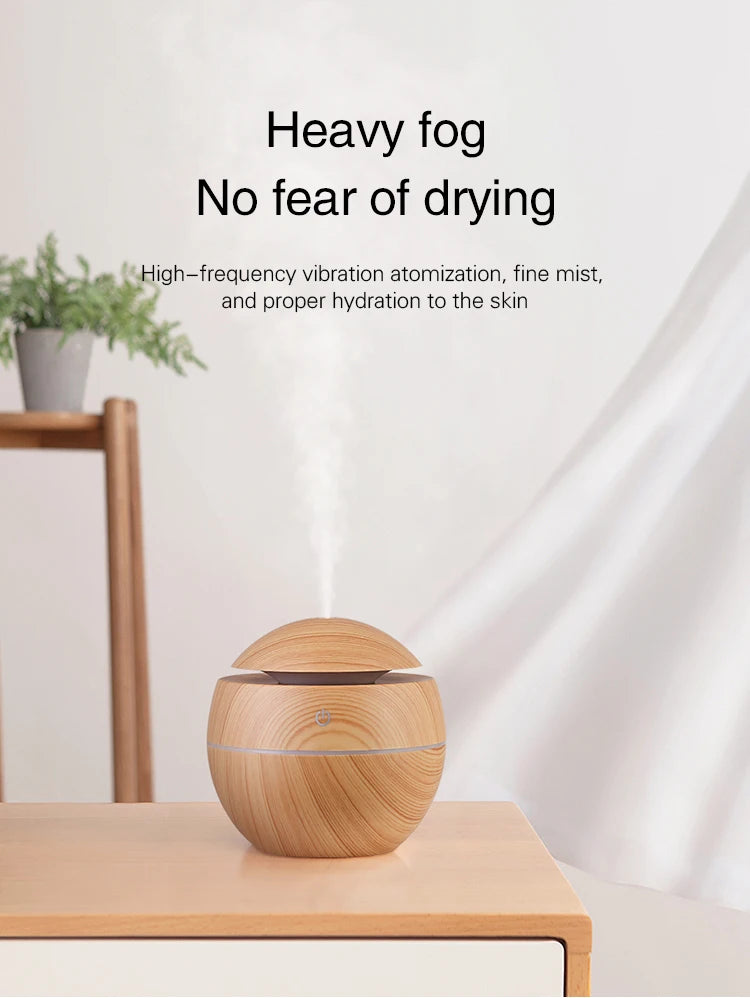 USB Ultrasonic Cool Mist Sprayer Essential Oil Fragrance Mini Home Wood Grain Air Humidifier Electric Air Aroma Diffuser Purifie