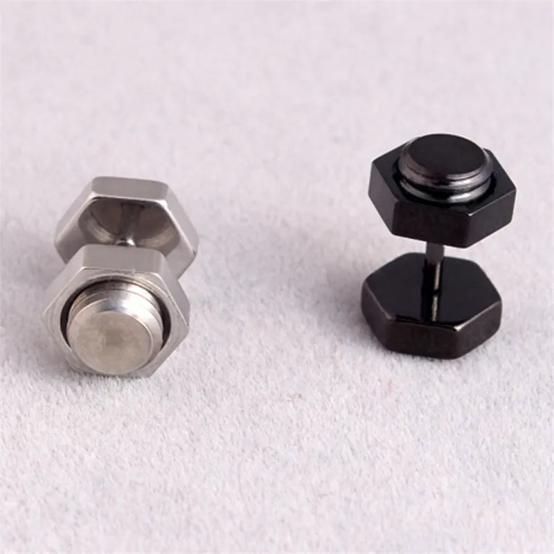 Hiphop Punk Screw Hammer Earrings Stainless Steel Fashion Tool Shaped Stud Ear Jewelry Party Gifts For Women Men