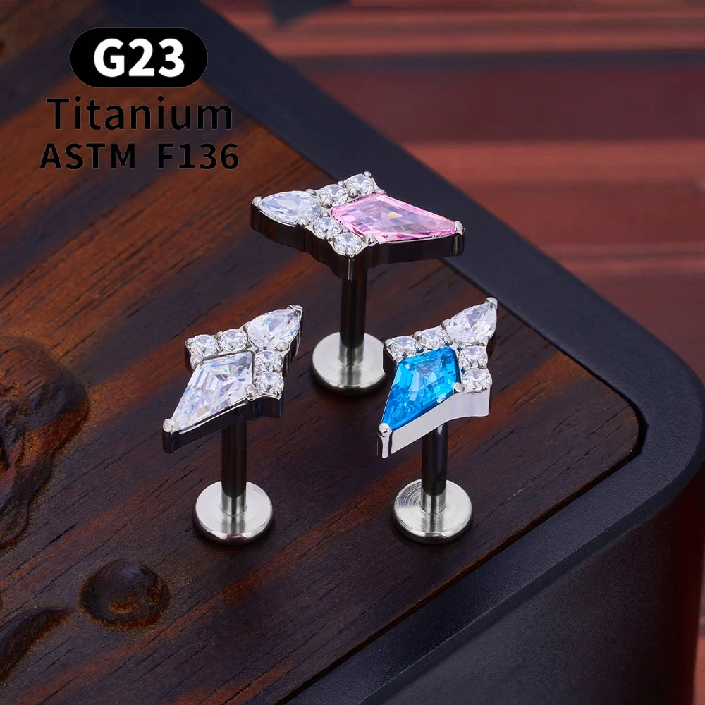 G23 Titanium Piercing Ear Studs Leaf Flower Shape CZ Top Lip Tragus Cartilage Helix Daith Pierc Earrings Women Body Jewelry