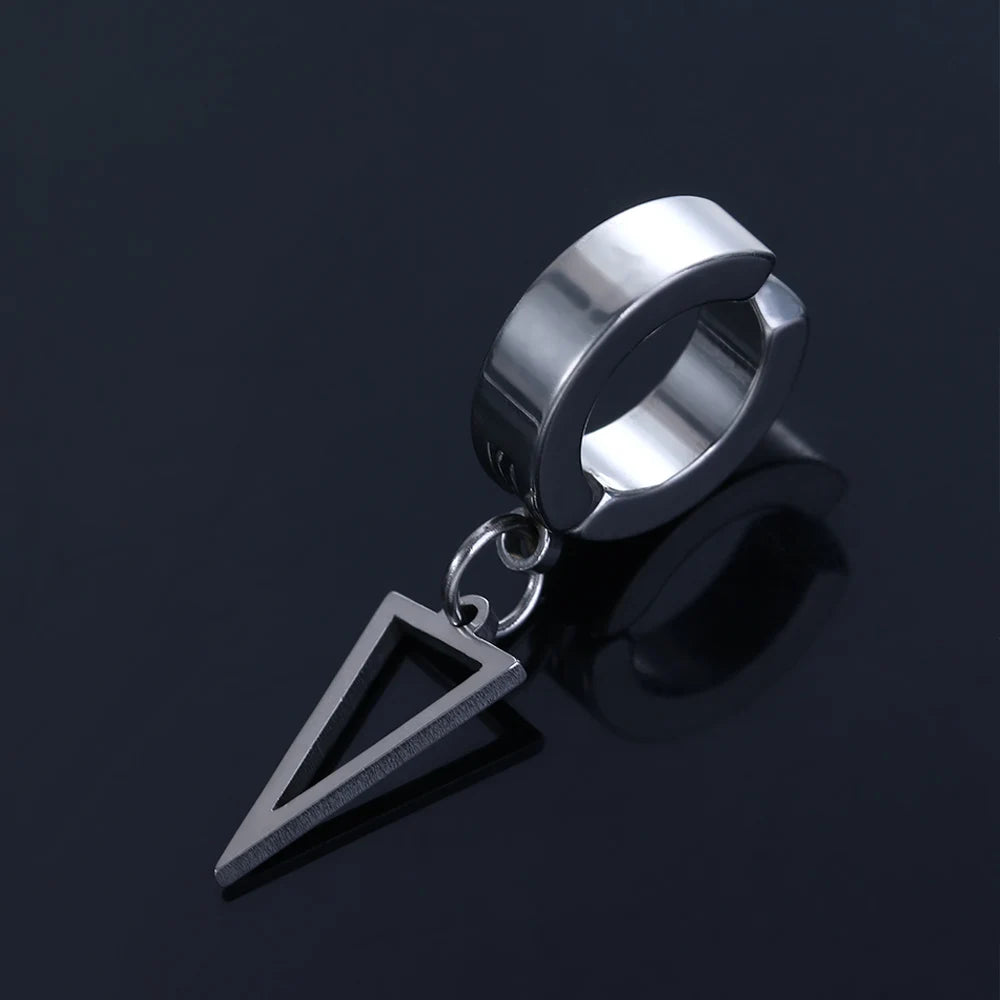 1 Pcs Geometric Triangle Cross Fake Piercing Ear Cuff Men Woman No Hole Stainless Steel Fashion Jewelry