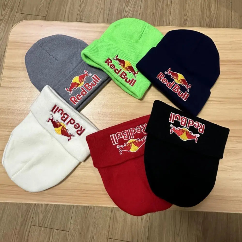 New Fashion 6 colors Red Bull High Quality Knitted Hat for Women and Men Casual Beanie Hat Cap Winter Soft Warm Caps Unisex