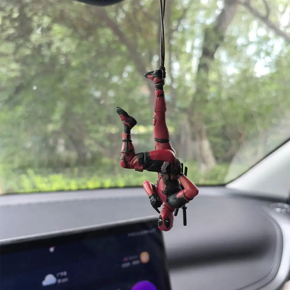 Deadpool Cartoon Car Rearview Mirror Pendant Read A Book SUCK IT Car Pendant Interior Accessories Anging Ornament Auto Styling