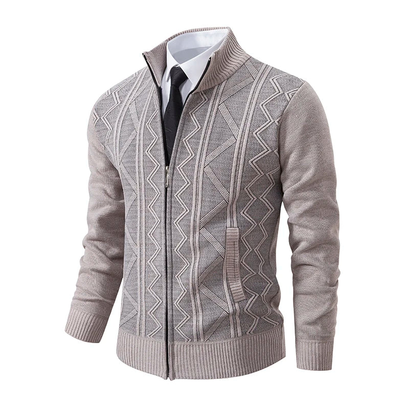 Thick Knit Jacket Men Autumn Winter Warm Stand Collar Knitted Cardigan Men's Smart Casual Sweater Coat Knitting Sweatercoat Man