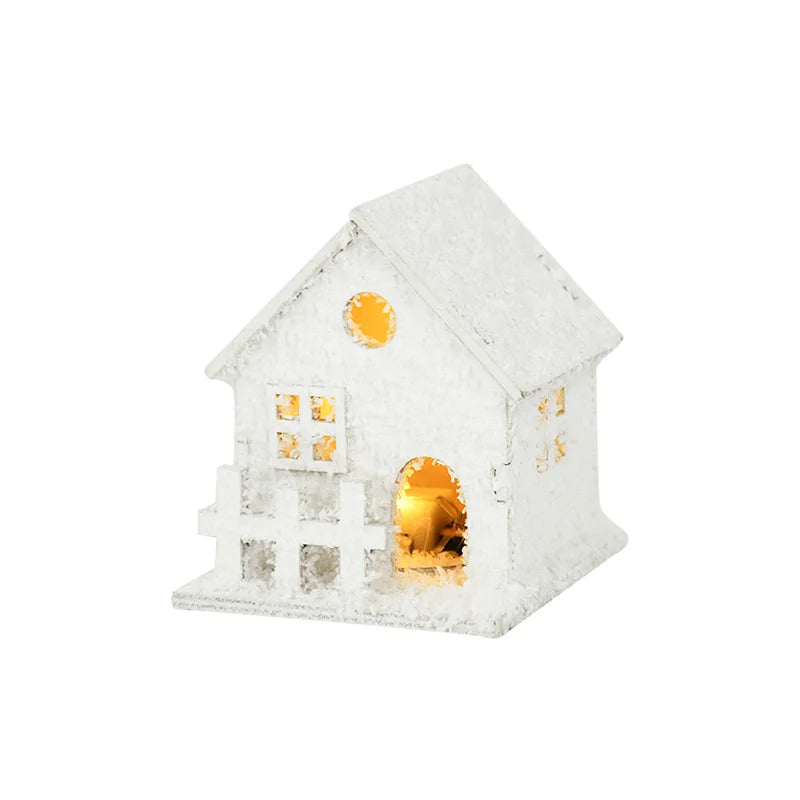 2024 Christmas Led Light Wooden House with Snowflake Luminous Cabin Christmas Decorations For Home Xmas Ornament New Year Gifts