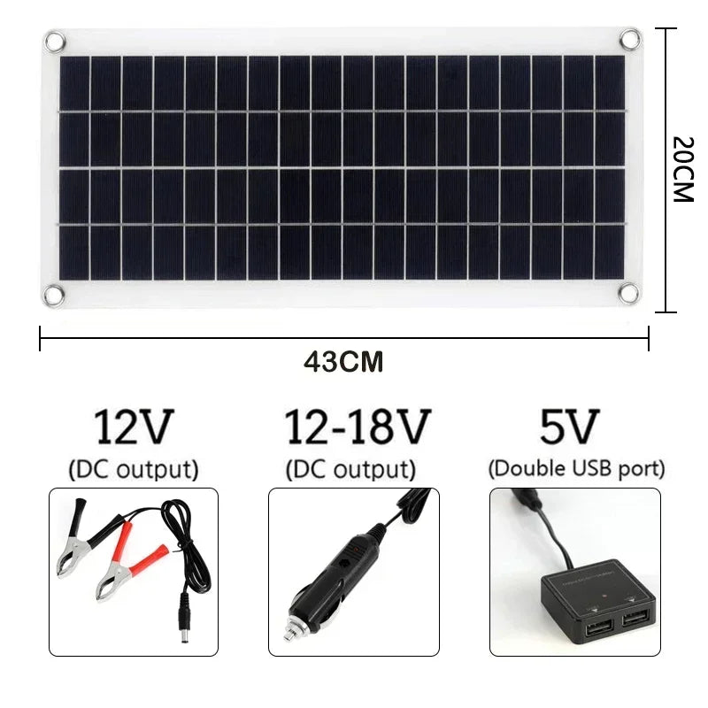 1000W Solar Panel 12V Solar Cell 10A-100A Controller Solar Panel for Phone RV Car MP3 PAD Charger Outdoor Battery Supply