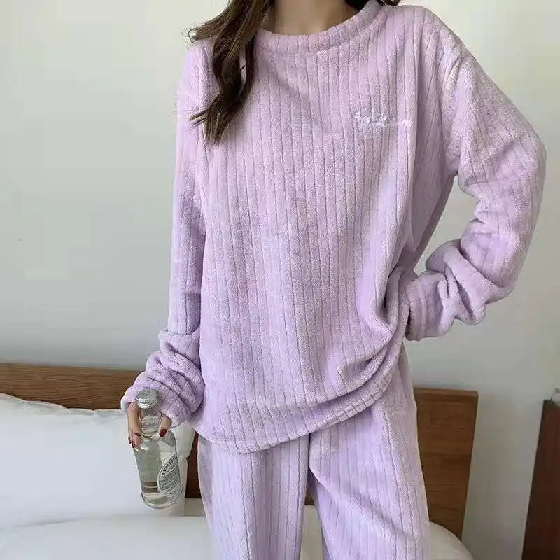 Winter Women's New Pajamas Homewear Suit Women's Fall and Winter Warm Clothes Coral Velvet Leisure Pajamas Padded Homewear