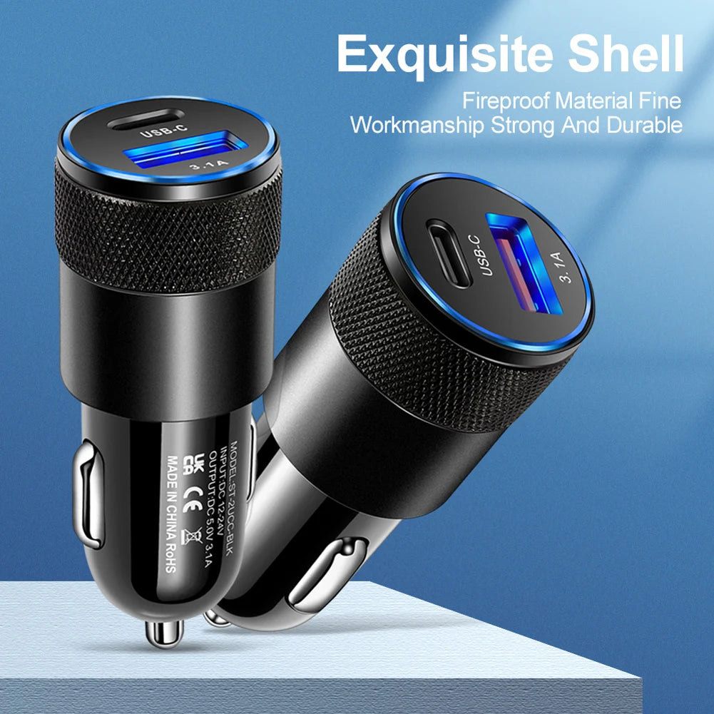 65W Quick Charge 3.0 Car Charger Cigarette Lighter Adapter USB Type C Fast Chargin Socket Power Outlet Interior Replacement Part