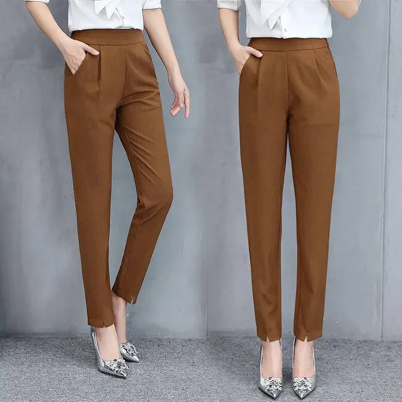 Women's High Waist Pants Spring and Summer Thin Stretch Women's Loose Trousers Casual Suit Pants Straight Office Ladies Clothes