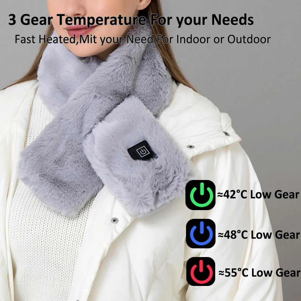 Heating Scarf USB Electric Heated Neck Wrap Heating Pad Pain Relief Three-gear Temperature Control Neck Warmer for Women Men