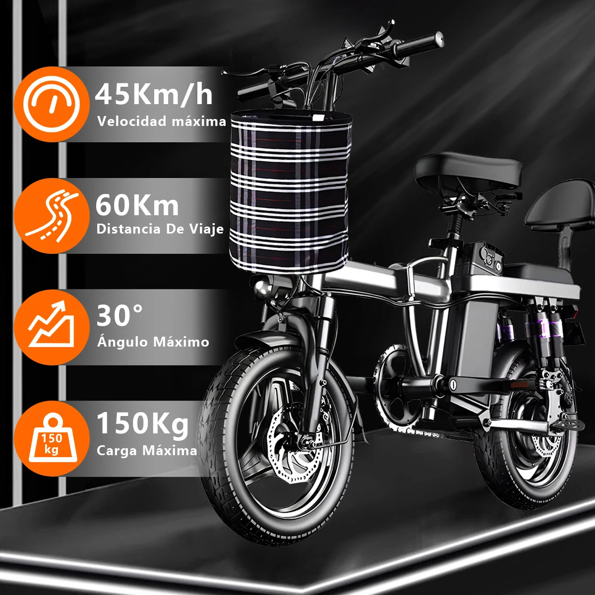 14”Adult Electric Bike Folding Electric Bicycle 450w Peak Motor E Bikes 60km Electrical Bicycles Road E-bike Mexico Shipping