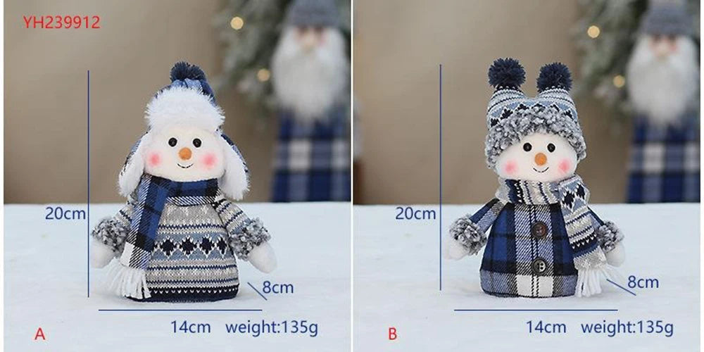 2024 New Christmas Snowman Doll Blue Cloth 20-33cm Cute Doll Christmas Gift Desktop Doll Decoration