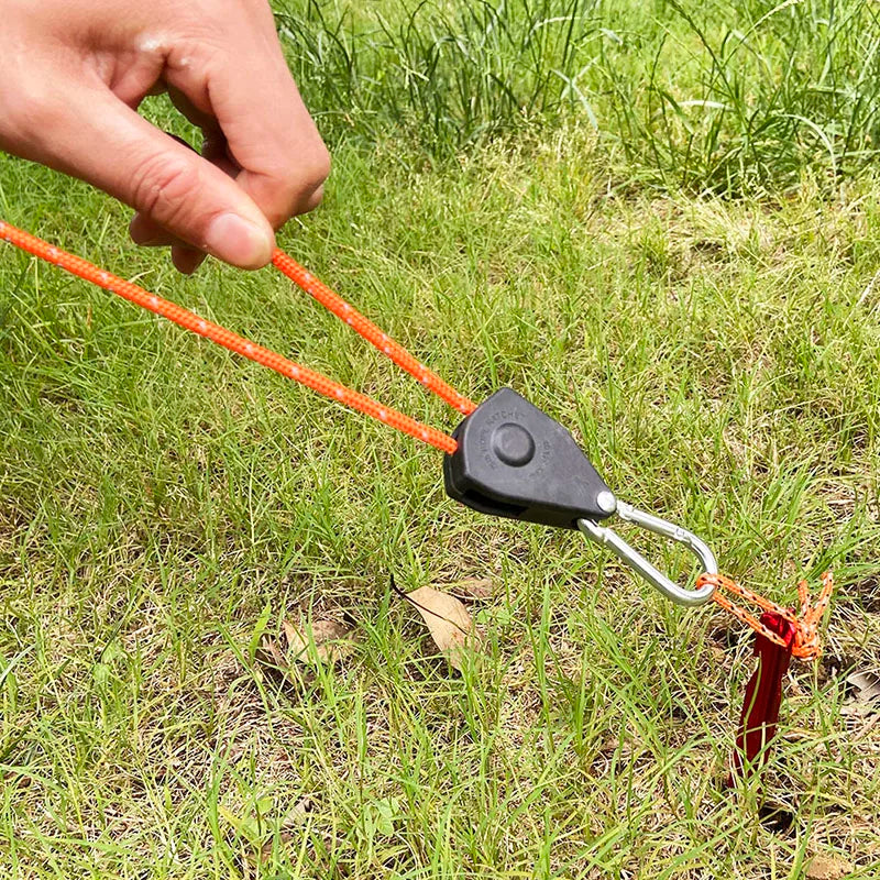 6pcs Reflective Camping Tent Rope Tie Down Fastener Fixed Buckle Pulley Tensioner Ratchet Hangers Awning Wind Rope Outdoor