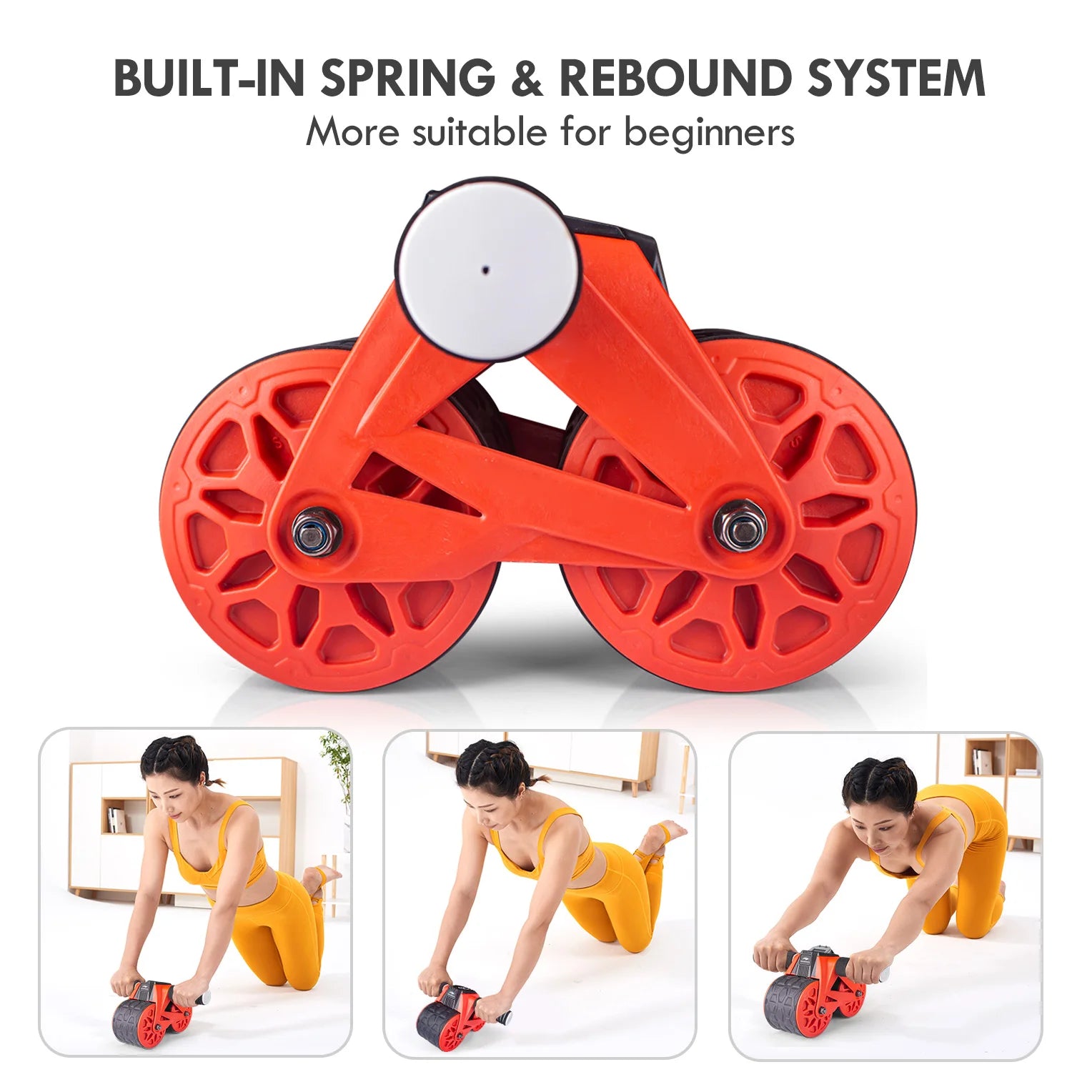 leikefitness Ab Wheel Roller Automatic Rebound with Knee Pad Mat,Core Muscle Ab Trainer with Intelligent Display, Ab Workout Equ