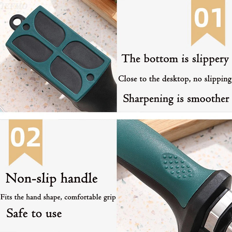 1Pc Tungsten Steel Four-stage Whetstone, Household Kitchen Knife, Stainless Steel Sharpening Rod, Multi-function Sharpening