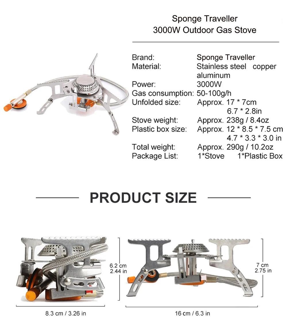 Camping Gas Stove Portable Folding Outdoor Backpacking Stove Tourist Equipment For Cooking Hiking Picnic 3500W