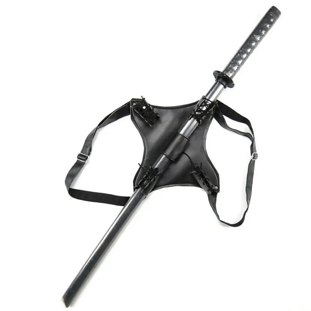 Black Leather Deadpool Backpack Cosplay Costume Back Scabbard For Sword Katana Holder Knight Role Playing Accessory Case