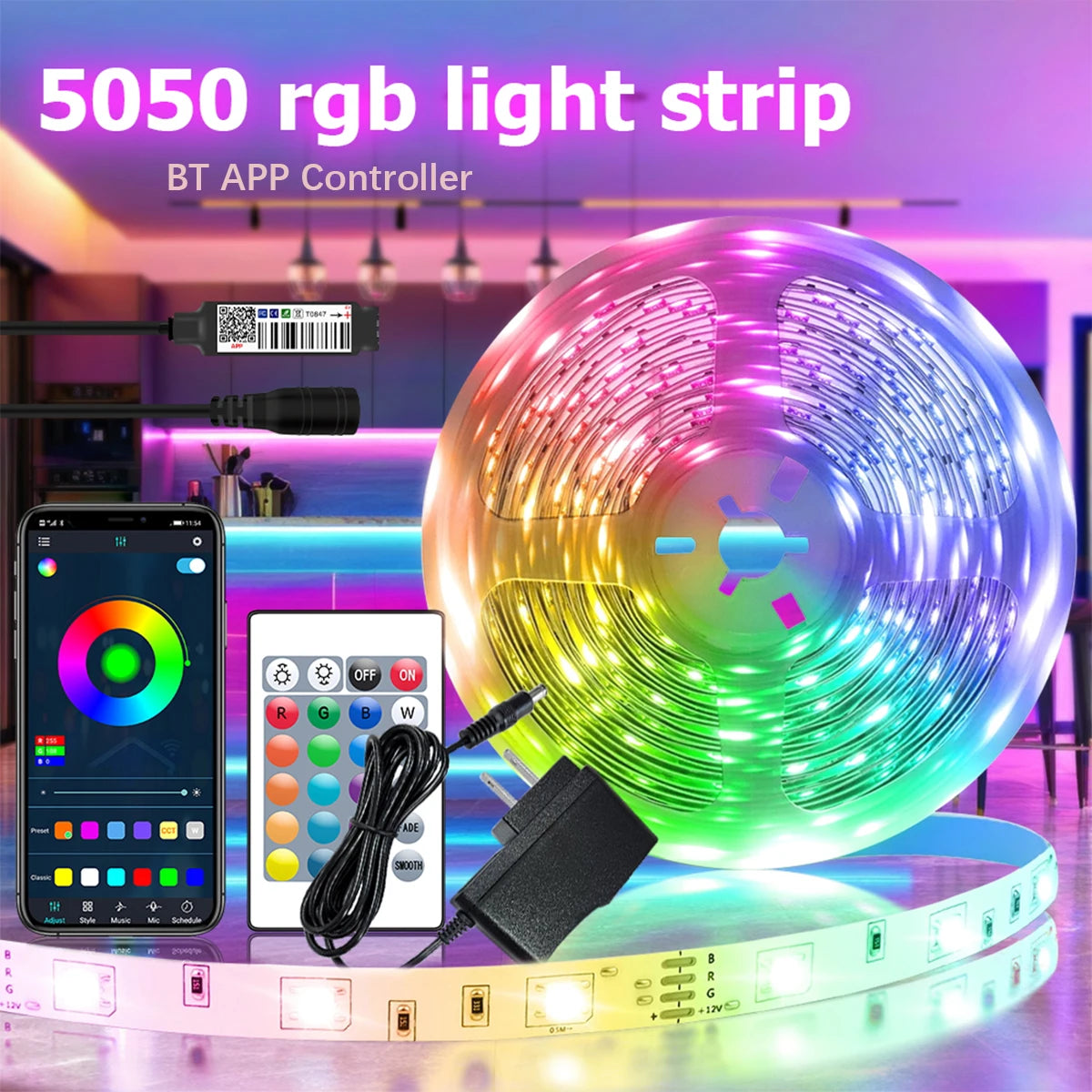 GREATWALL IR44K 5050 LED strip 32.8f/16.4 feet Halloween Christmas decoration DC LED neon light RGB flexible light configuration