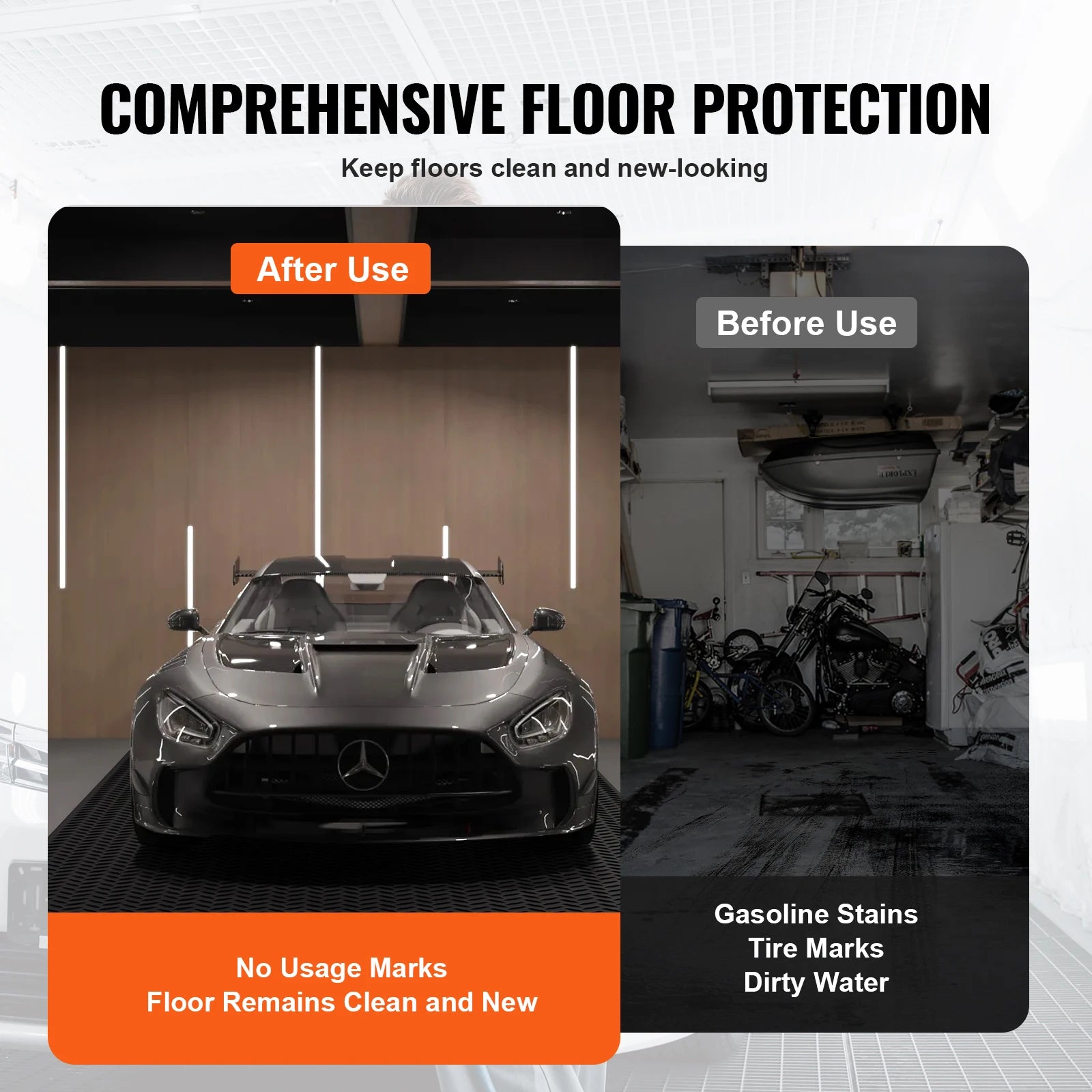 VEVOR Diamond-Plate Rubber Flooring Roll SBR Rubber Garage Floor Mat Easy to Clean for Under Cars Garage Industry Gym