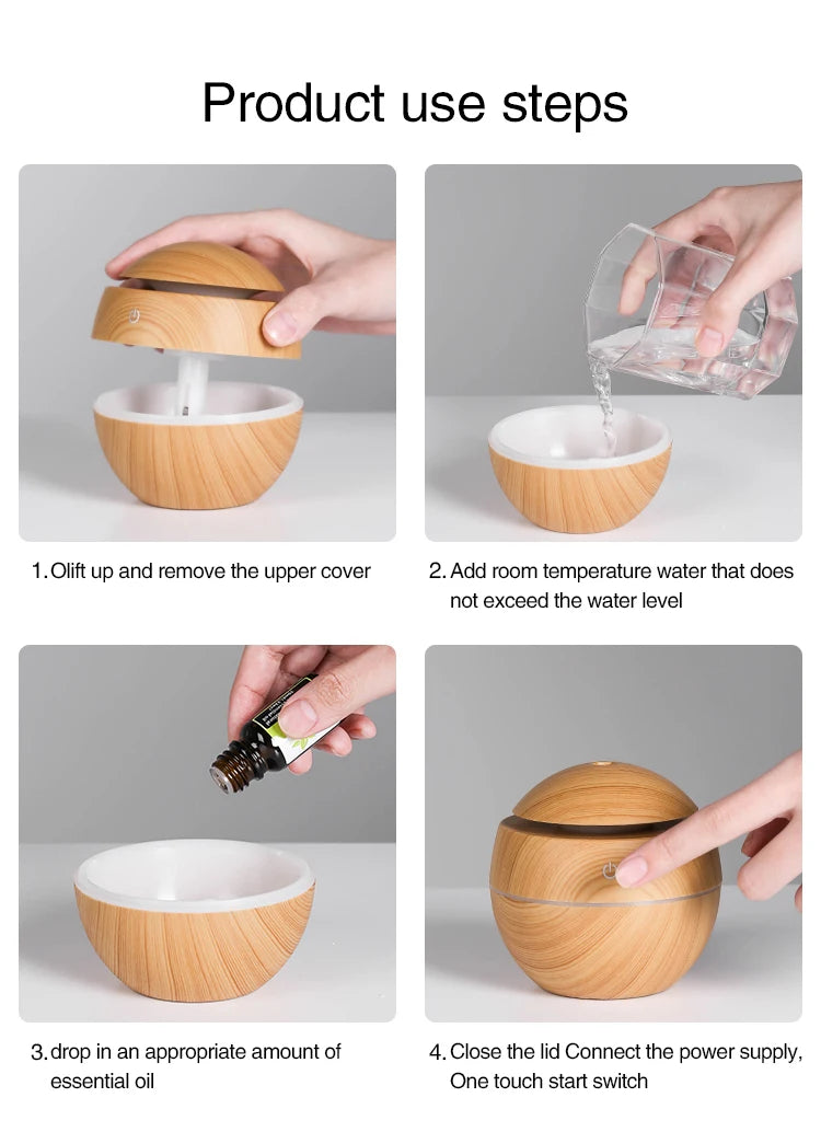 USB Ultrasonic Cool Mist Sprayer Essential Oil Fragrance Mini Home Wood Grain Air Humidifier Electric Air Aroma Diffuser Purifie