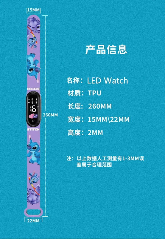 Stitch Children Watches Girls Waterproof Sport Touch Screen Watch for Women Waterproof Digital Clock Bracelet Gifts