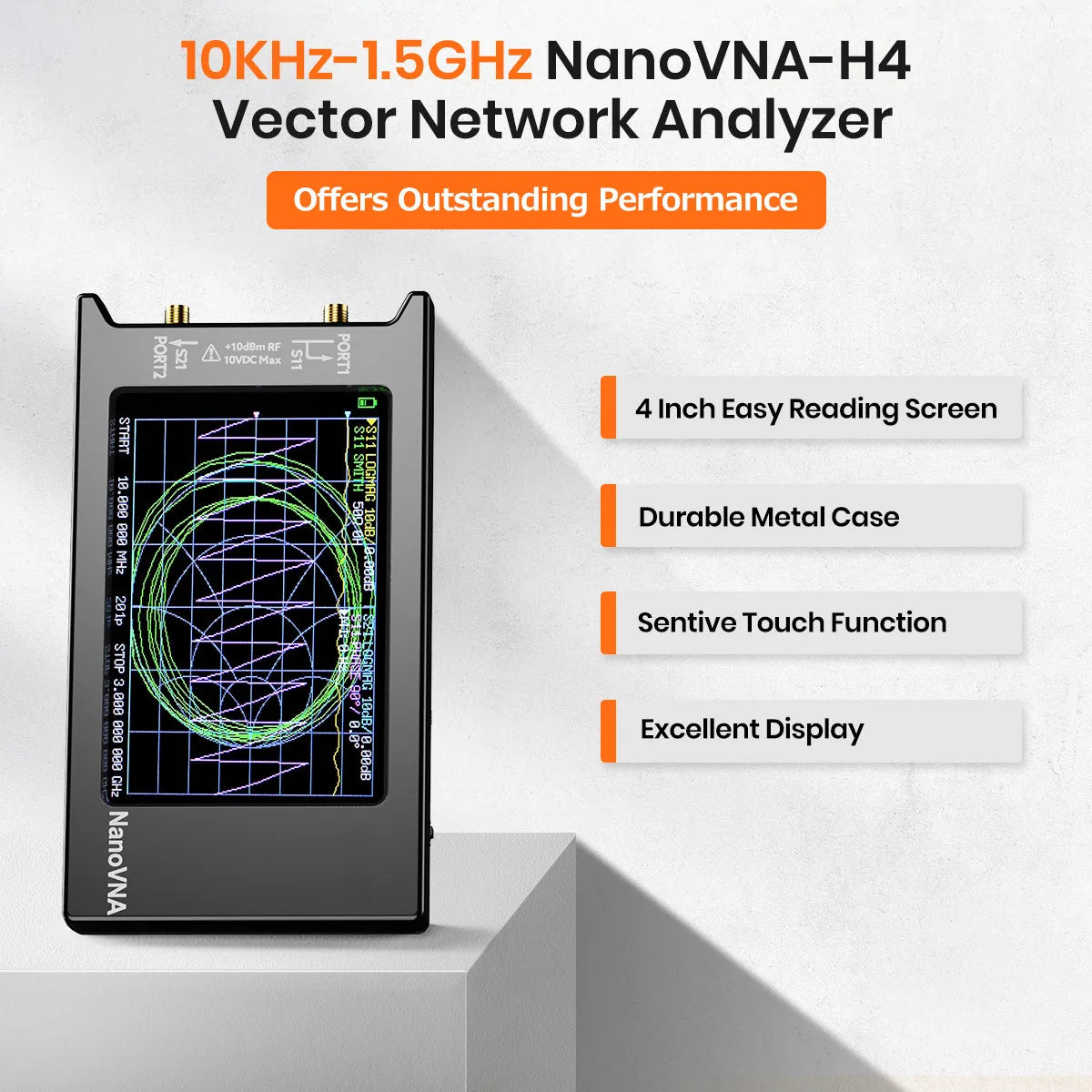 2022 New Updated NanoVNA-H4 4inch Vector Network Analyzer 10k-1.5GHz HF VHF UHF Antenna Analyzer Version 4.3 with SD Card Slot