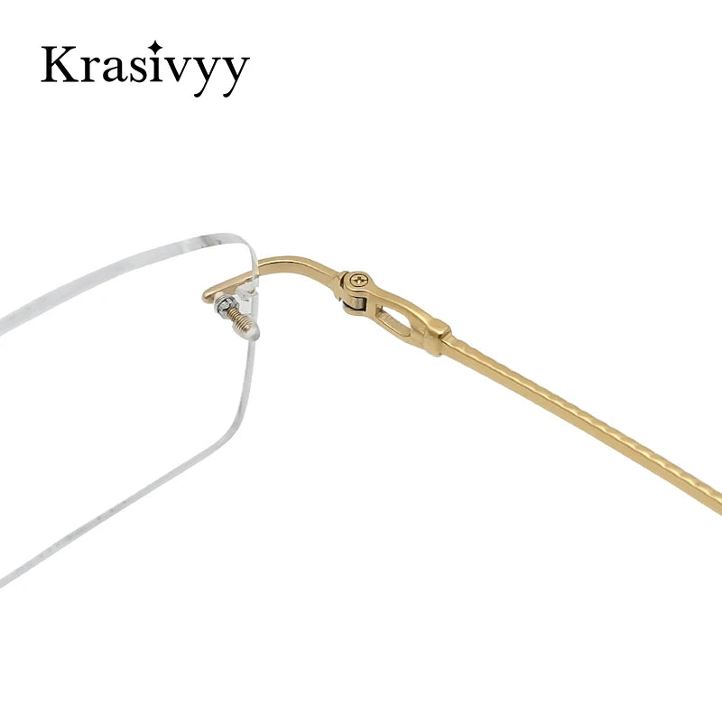 Krasivyy Pure Titanium Rimless Glasses Frame Men Ultralight Optical Prescription Eyeglasses Women 2024 New Myopia Square Eyewear