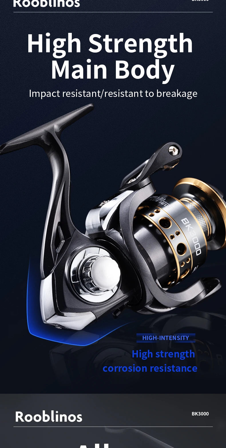 Rooblinos BK Spinning Fishing Reels For Saltwater Freshwater Metal Spool Left/Right Interchangeable Trout Carp Fishing Tackle