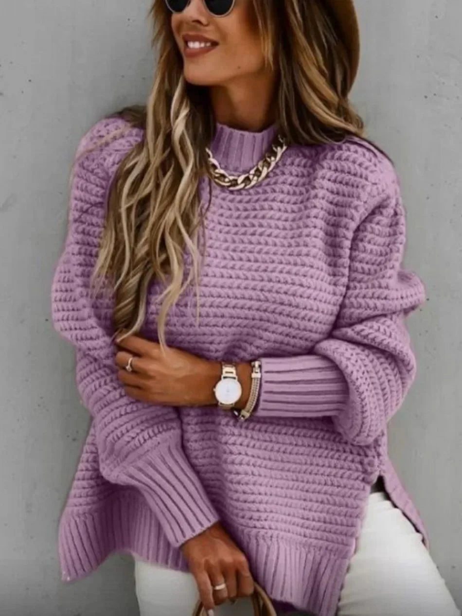 Women's Winter Clothing Half High Collar Solid Color Pullover Fashion Autumn Elegant Temperament Tops Commuting  Sweater Women