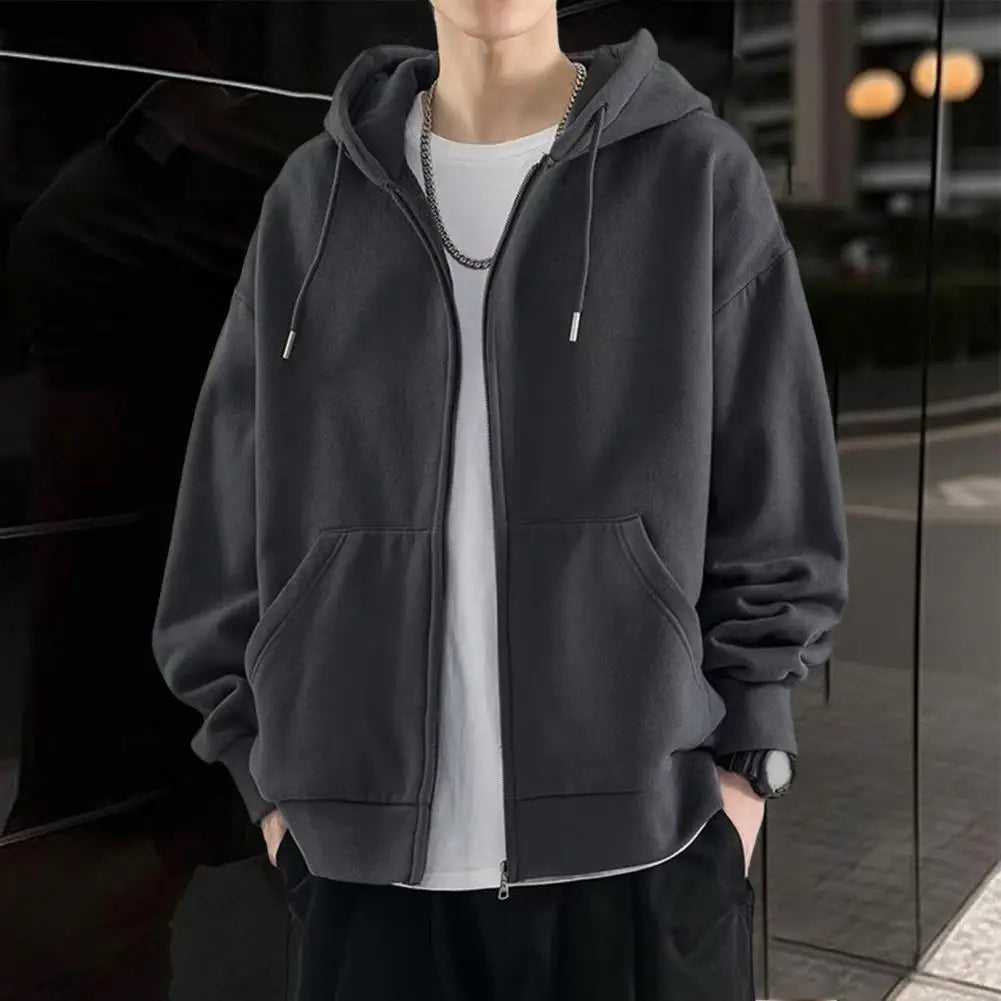 New Spring Autumn Heavy Men Women's Couple Cardigan Trendy Outdoor Sports Hooded Sweatshirt Jacket Casual Loose Thin