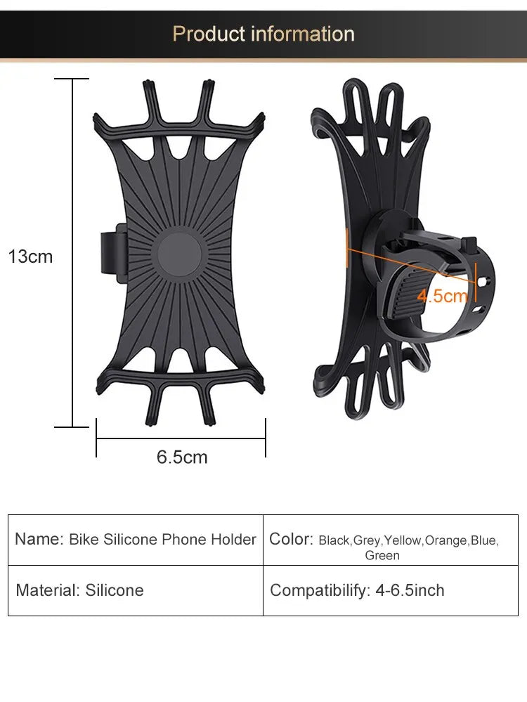 360 Rotatable Bicycle Phone Holder Silicone Motorcycle Stand Bracket GPS Support For Iphone 11 Xiaomi 10 Huawei P40