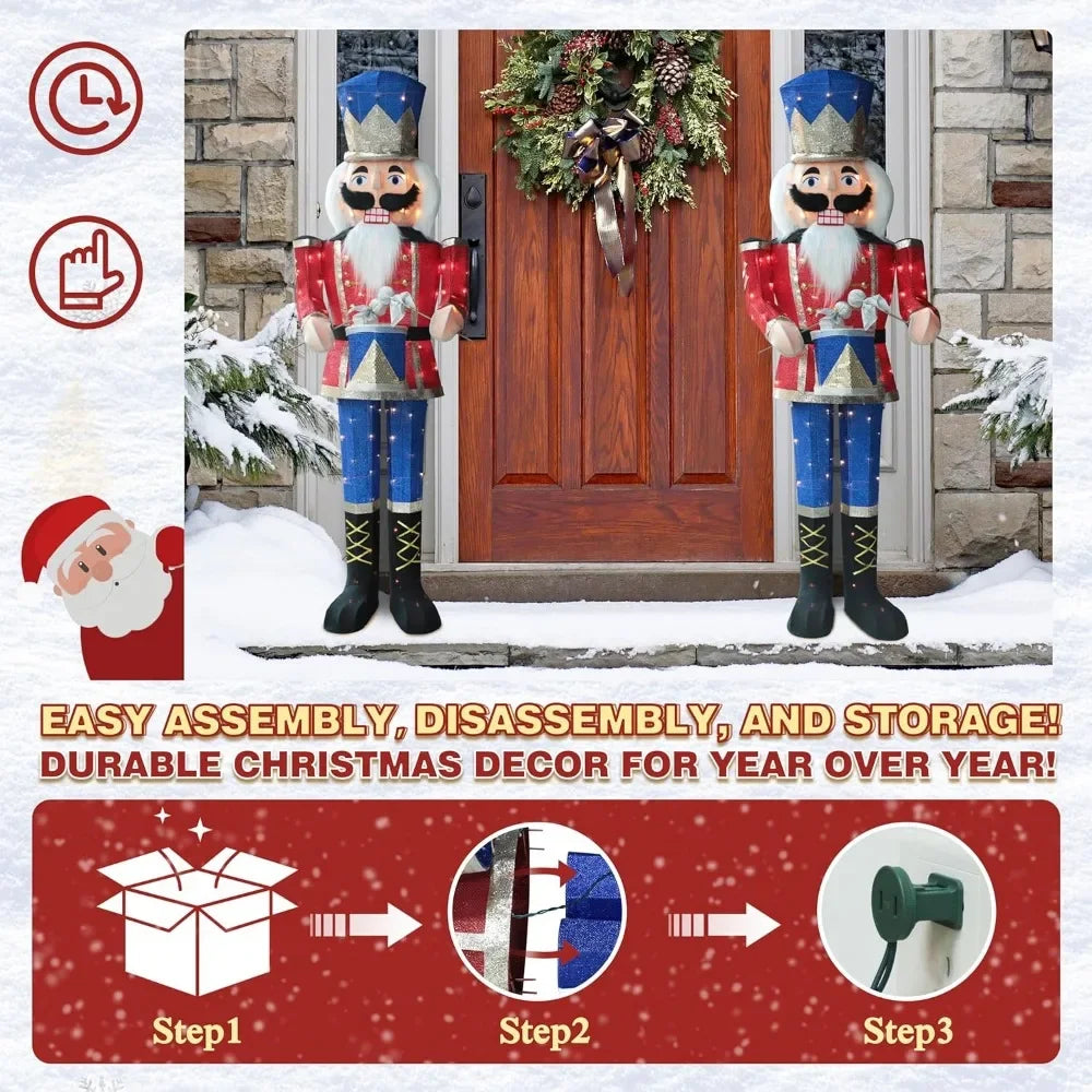 Lighted Nutcracker Outdoor Christmas Decorations, 5ft Nutcrackers Christmas Decoration Outside, Light Up Nutcracker