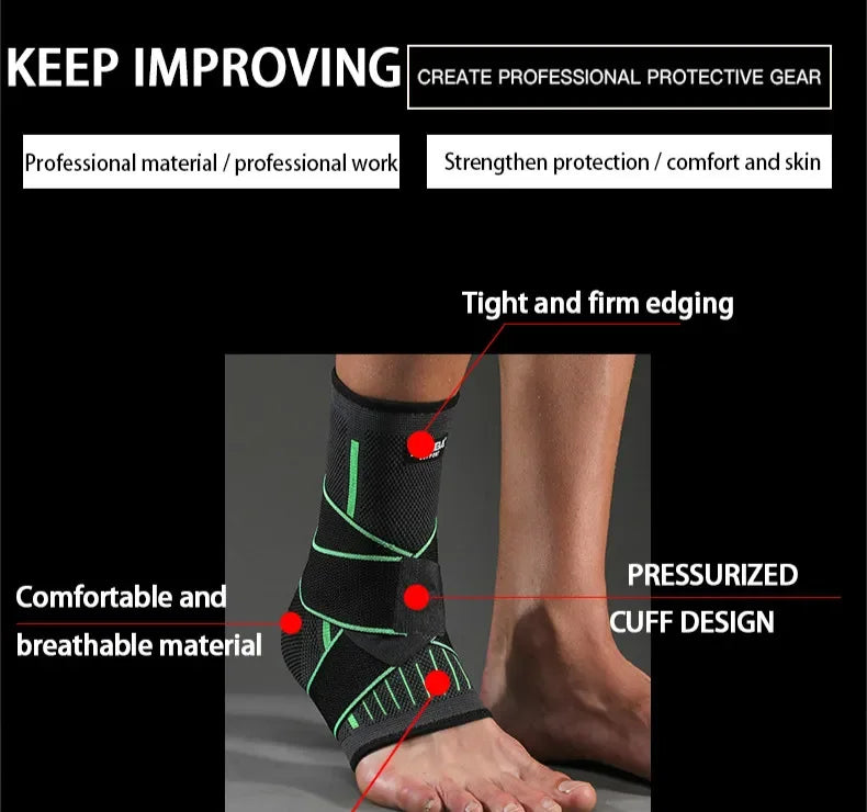 1PC Pressurized Bandage Ankle Support Ankle Brace Protector Foot Strap Elastic Belt Fitness Sports Gym Badminton Accessory