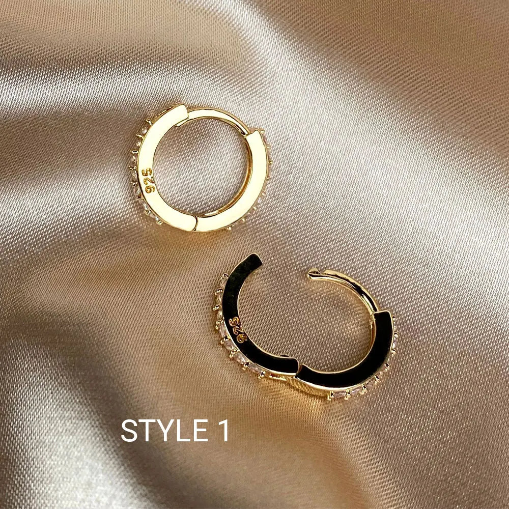 1Set Stainless Steel Minimal Hoop Earrings Circle Round Huggies for Women Punk Gold Silver Color Ear Ring Bone Stud Jewelry Gift