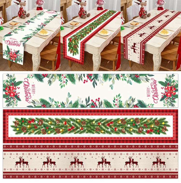 2024 Christmas Table Runners Merry Christmas Decoration for Home Tablecloth Table Cover Xmas Gifts Navidad Noel New Year 2025