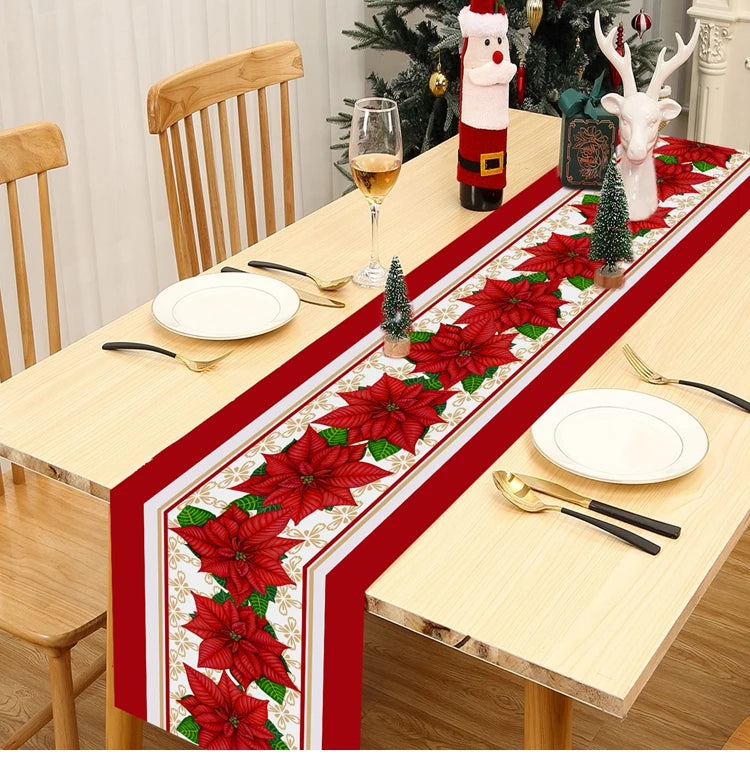 2024 Christmas Table Runners Merry Christmas Decoration for Home Tablecloth Table Cover Xmas Gifts Navidad Noel New Year 2025