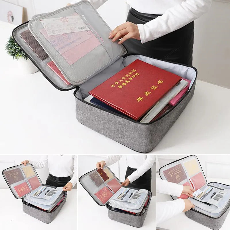 Document Organizer Briefcase 1/2/3-Layer Folder Holder Men's Women's Bag Cover Purse Passport Home Functional File Storage Case