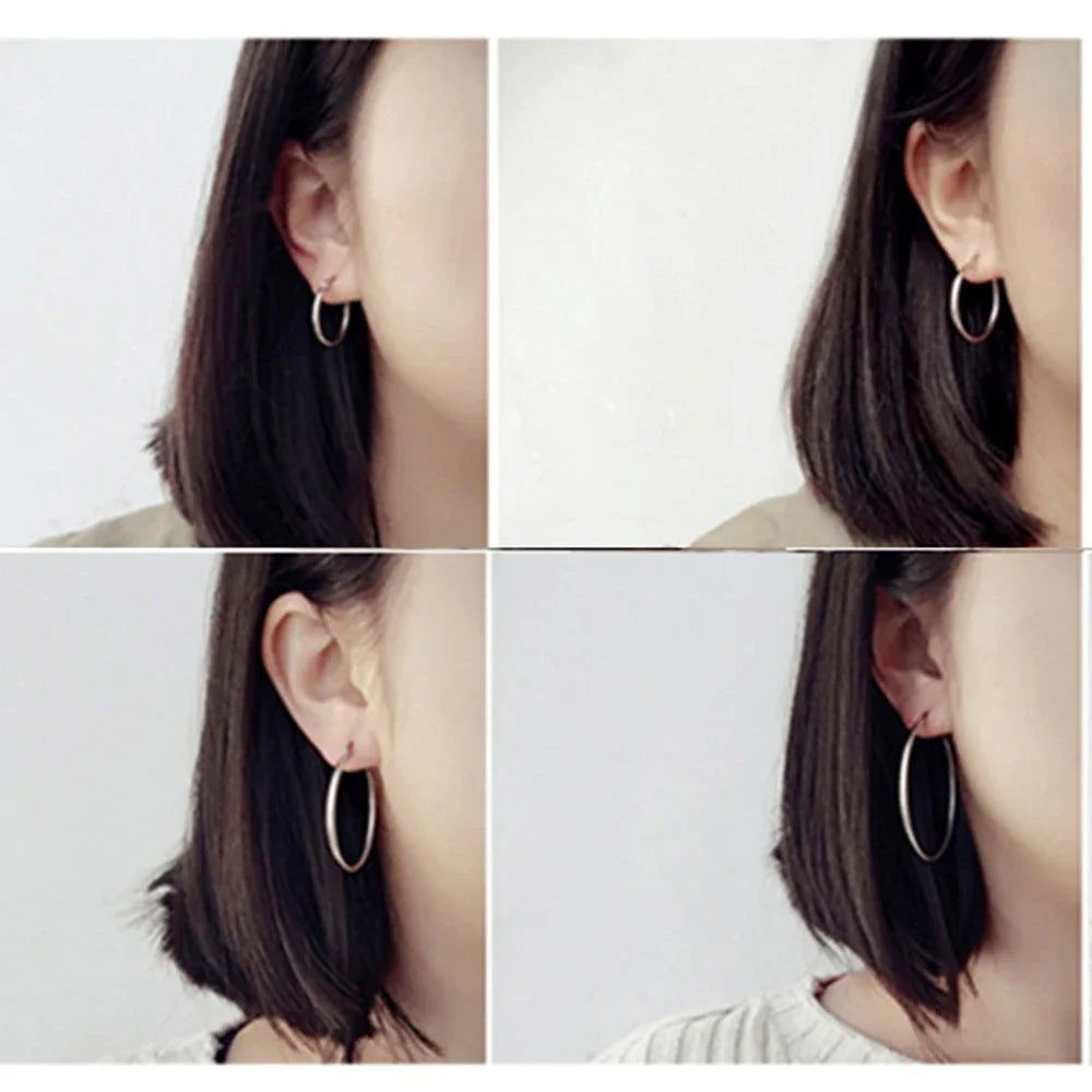 Small Big Circle Women Hoop Earrings Exaggerated Hoop Ear Loop Smooth Ring Round Earring Stainless Steel Jewelry Wholesale