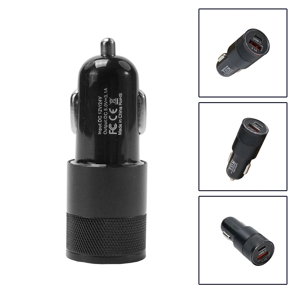 65W Quick Charge 3.0 Car Charger Cigarette Lighter Adapter USB Type C Fast Chargin Socket Power Outlet Interior Replacement Part