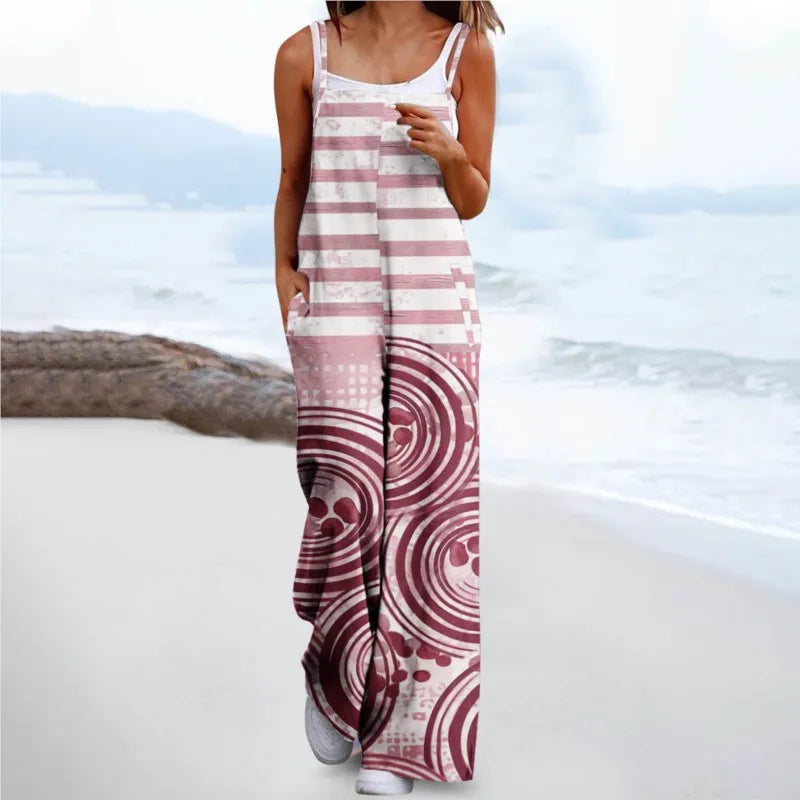 Female's Halloween Printing Jumpsuits Festival Dress Up Casual Loose Off Shoulder Sleeveless Sexy Wide Legs Trousers 2024 Summer