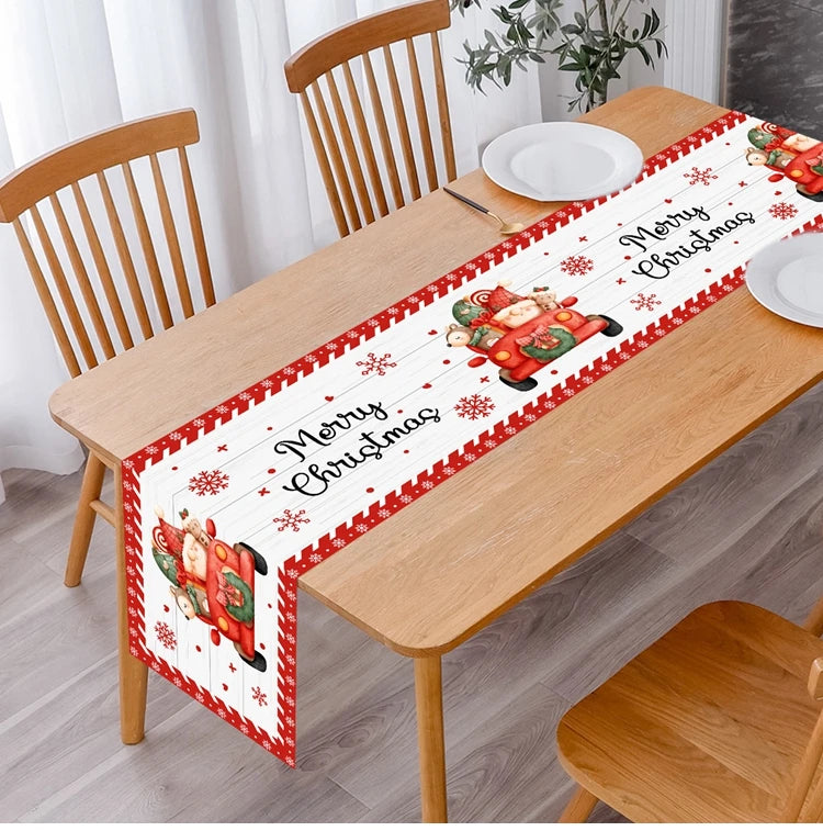 2024 Christmas Table Runners Merry Christmas Decoration for Home Tablecloth Table Cover Xmas Gifts Navidad Noel New Year 2025