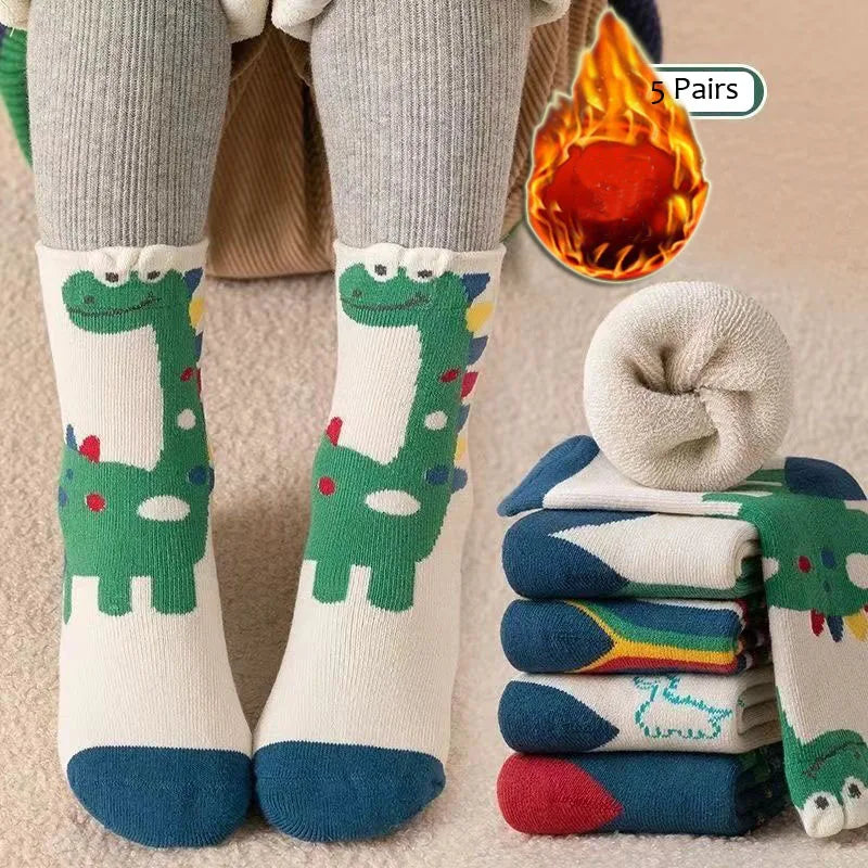 Winter Socks Baby Socks 5 Pairs /bag Warm Cotton Cartoon Socks Kids Girls Boys Thicken Sock