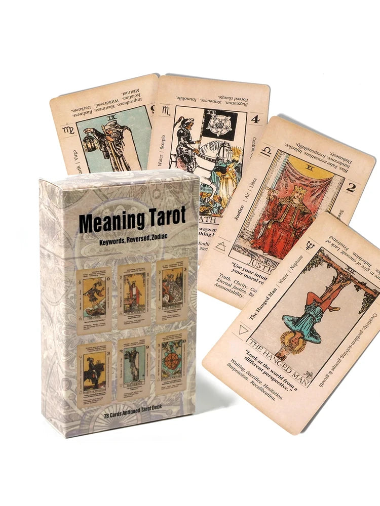 New Meaning Beginners Tarot with Meanings on Them on the Cards Keywords Reversed Chakra Planet Zodiac Element medium size Lean