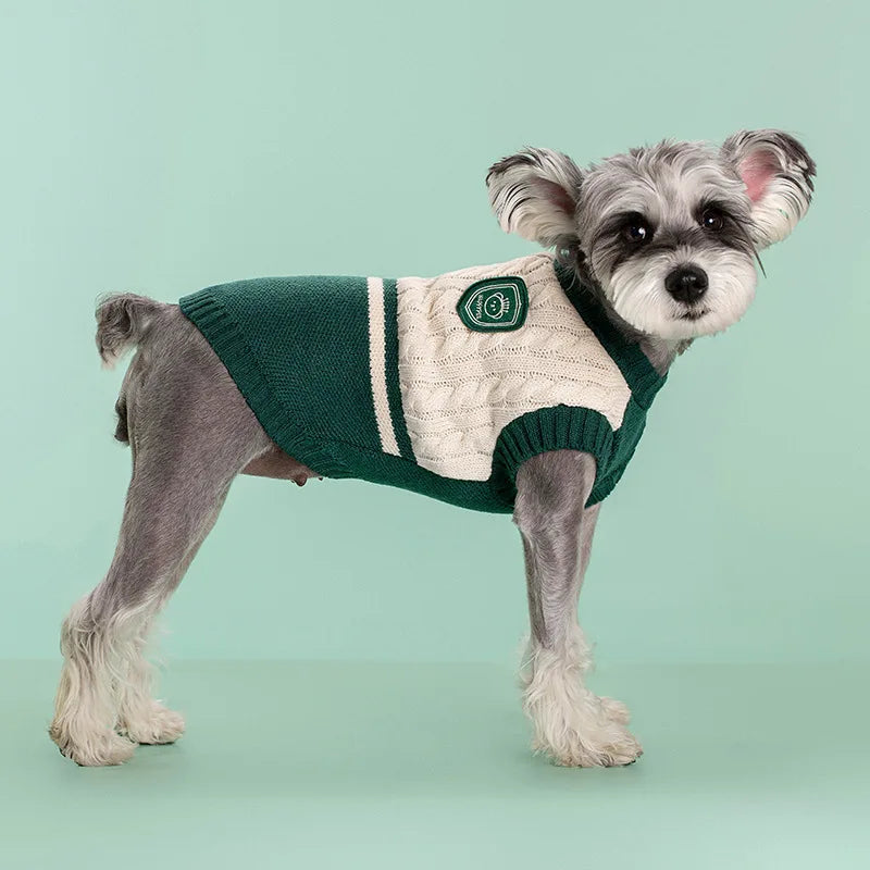 Dog Cat Sweater College Style Winter Pet Clothes for Small Medium Dogs Puppy Knitted Vest Bulldog Teddy Chihuahua Warm Sweater