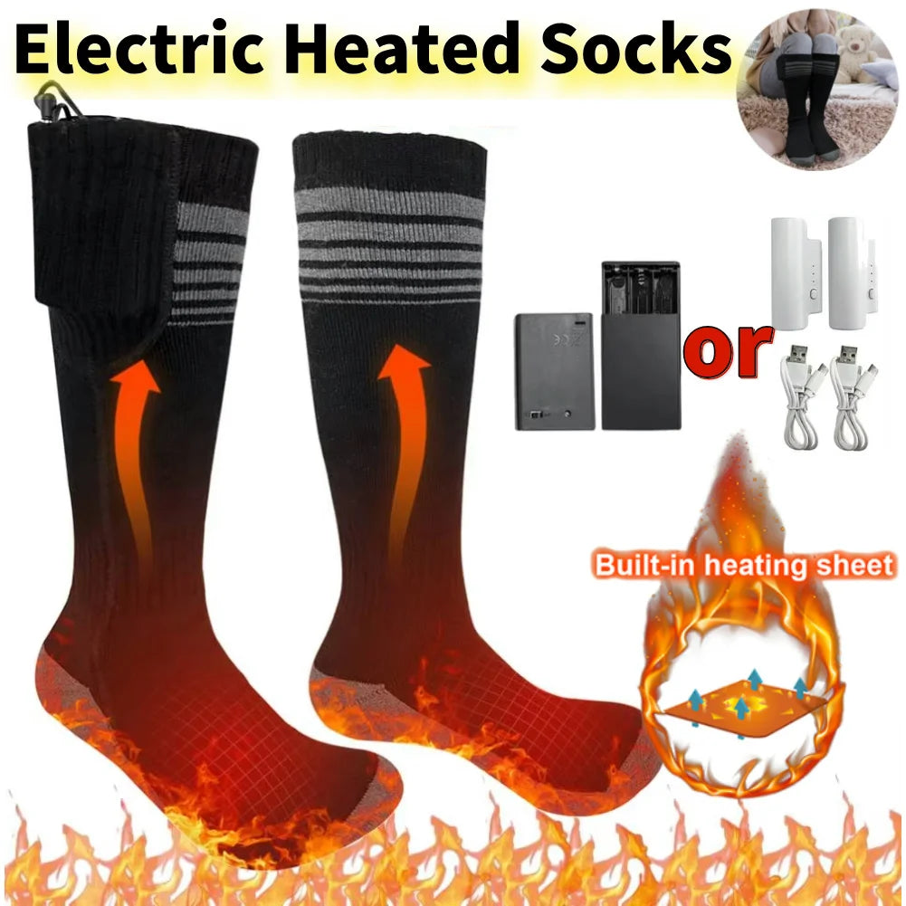 Battery Electric Heated Socks For Men WomenWinter Warm Outdoor Sports Rechargeable Thermal Socks Foot for Outdoor Sports Skiing