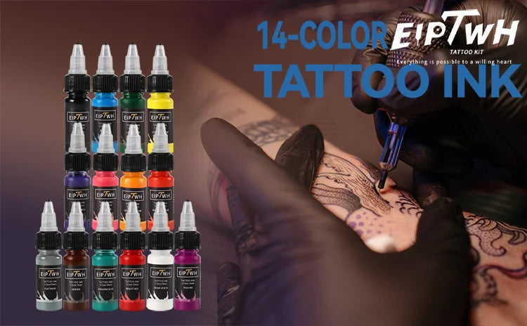 15ml 14colors Tattoo Ink Pigment with box Body Art Tattoo Kits Professional Beauty Paints Makeup Tattoo Supplies Semi-permanent