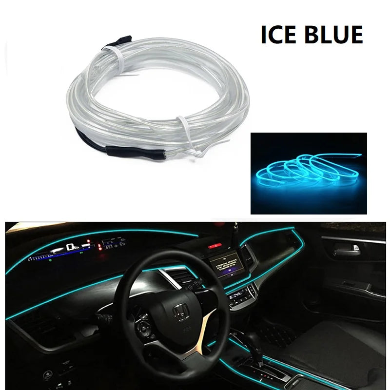 LED Car Interior Decoration Light EL Wiring Neon Strip For Auto DIY Flexible Ambient Light with USB Drive Ambient Lamp